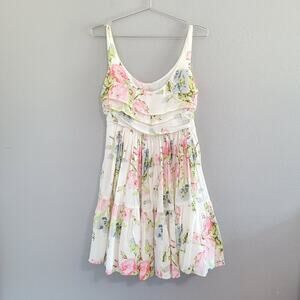 NWT byTiMo Floral Sleeveless Mini Dress Size XS Antique Cream Pink